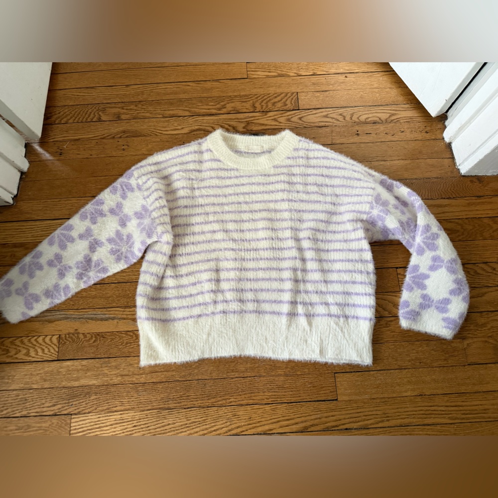 Altar'd State Lavender and Cream Patterned Sweater - Size Medium